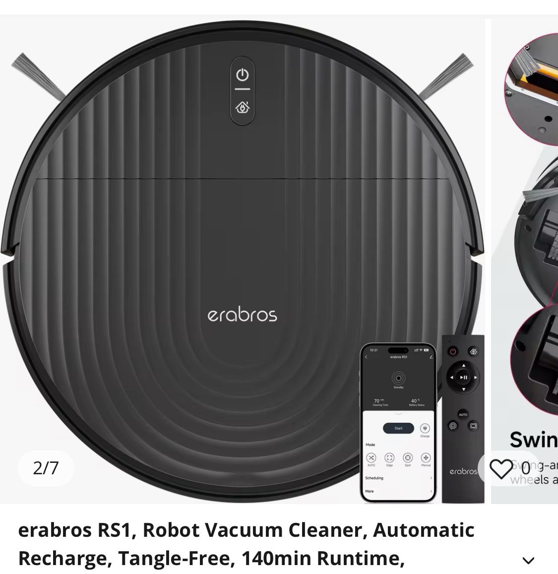 Erabros New RS1 Robot Vacuum Cleaner W Auto Recharge