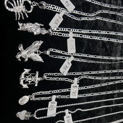 Sterling Silver Chain Necklaces with Pendants