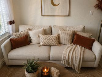 Cream Fabric Two-Seat Sofa