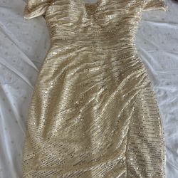 Champagne Off The Shoulder Homecoming Dress 
