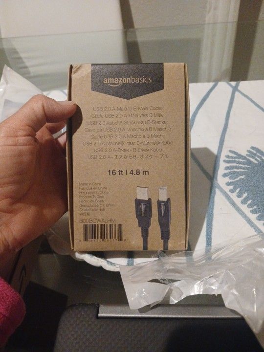 AmazonBasics USB 2.0 A-Male to B-Male cable.