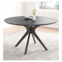 Black Round Dining Table With 4 Rayan Chairs