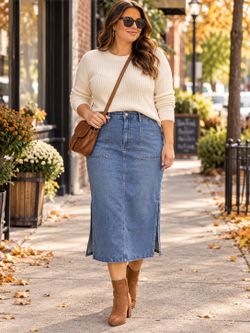 Love Cult Denim Midi Maxi Skirt XL NWT Side Slits