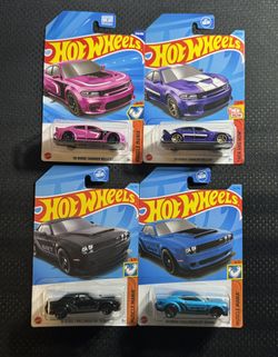 Set Of 4 Dodge Charger & Challenger Hell Cat/ SRT Demon Hot Wheels 