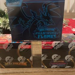 Mega evolutions Booster box, Phantasmal Flames booster box and ETB