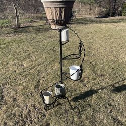 Vintage Balcony Wrought Iron Spiral Plant Stand