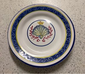 VTG La Giara Deruta Italian Majolica Pottery Shell Coral Swirl Plate Italy 8 1/8