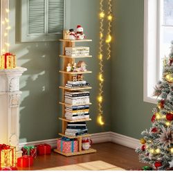 TUTOTAK Narrow Bookshelf, 8-Tier Bookcase