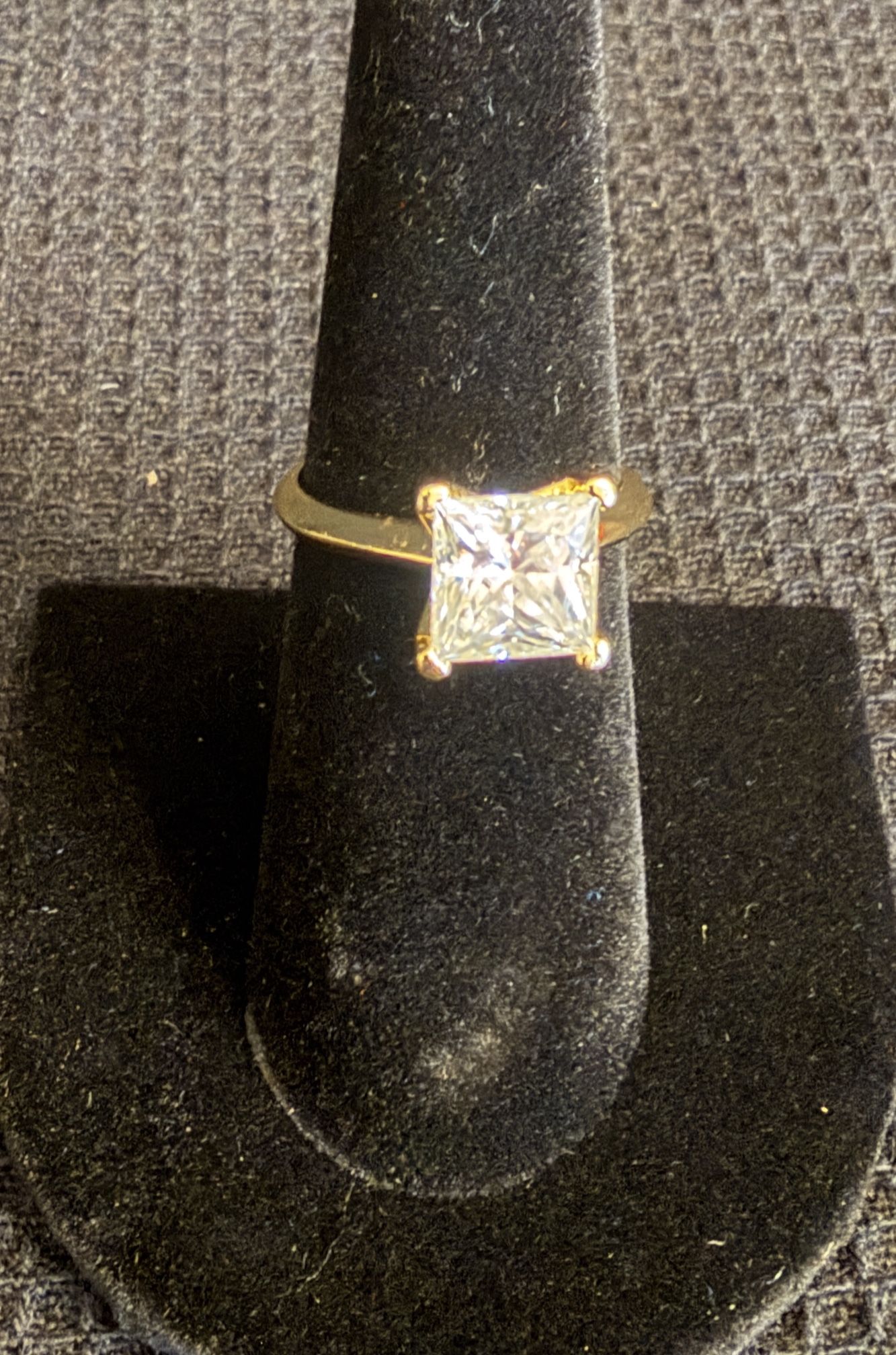 Stunning 3 CT Princess Cut Moissanite Engagement Ring - 14K Gold Over 925 Sterling Silver