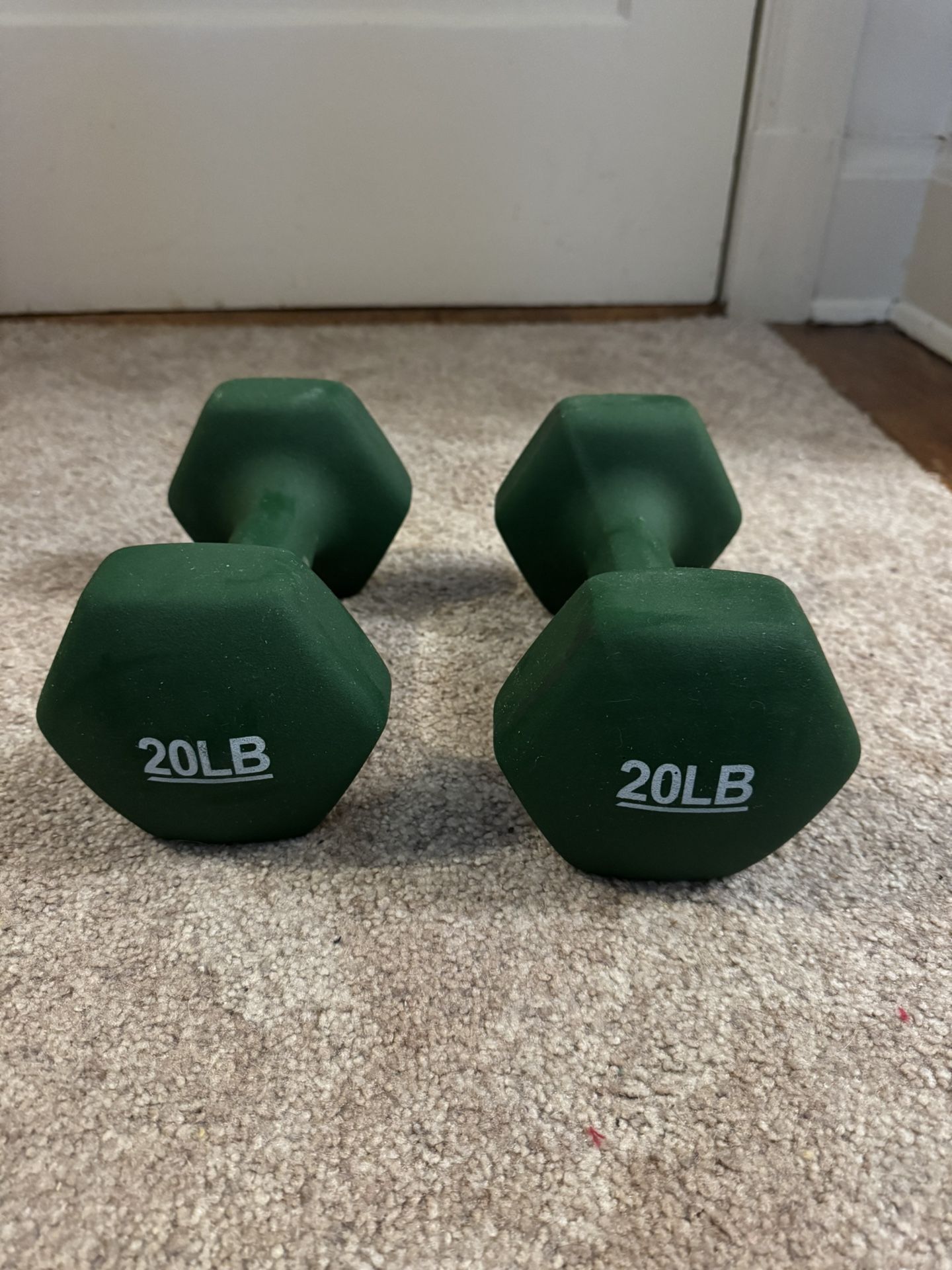 Two 20-Pound Neoprene Dumbbell Hand Weights 
