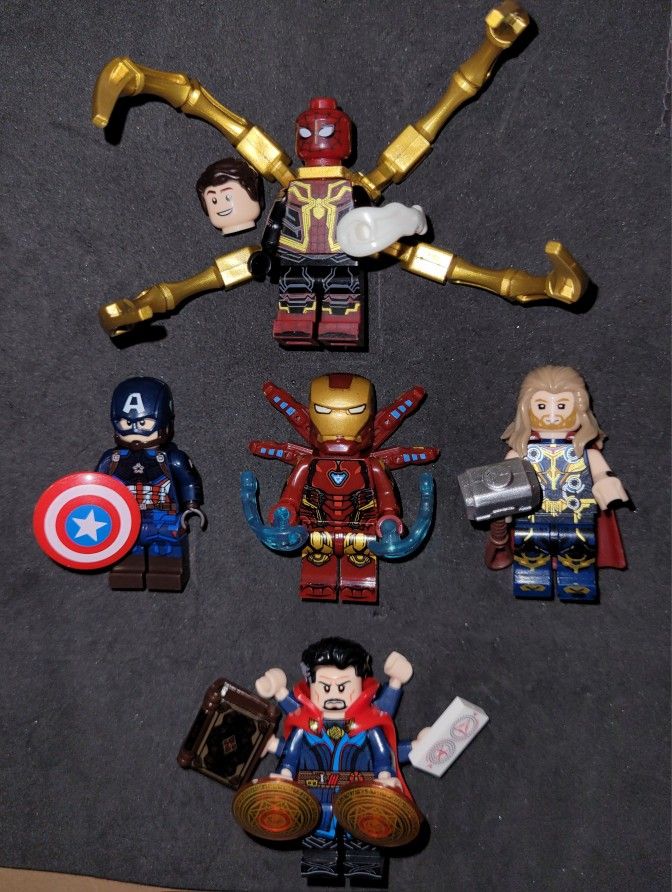New Spiderman, Captain America, Ironman, Dr Strange &Thor Mini Figures