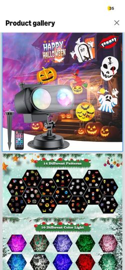 Brand New! Brighter Halloween Christmas Outdoor Projector Lights with 14 HD (3D Ocean Wave+Patterns) Replaceable Slides, Waterproof for Indoor Outdoor