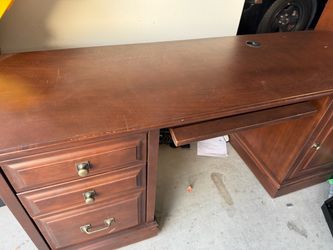 Wooden desk with hutch