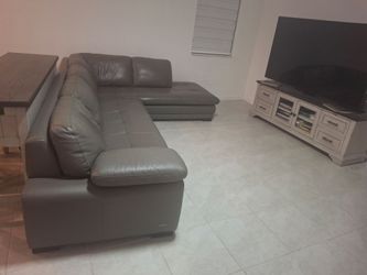 Gray leather couch