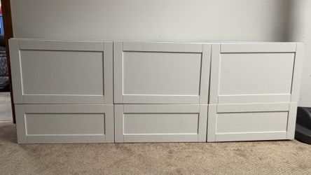 IKEA Besta 3 Compartment Storage / TV Stand with White Glass Top