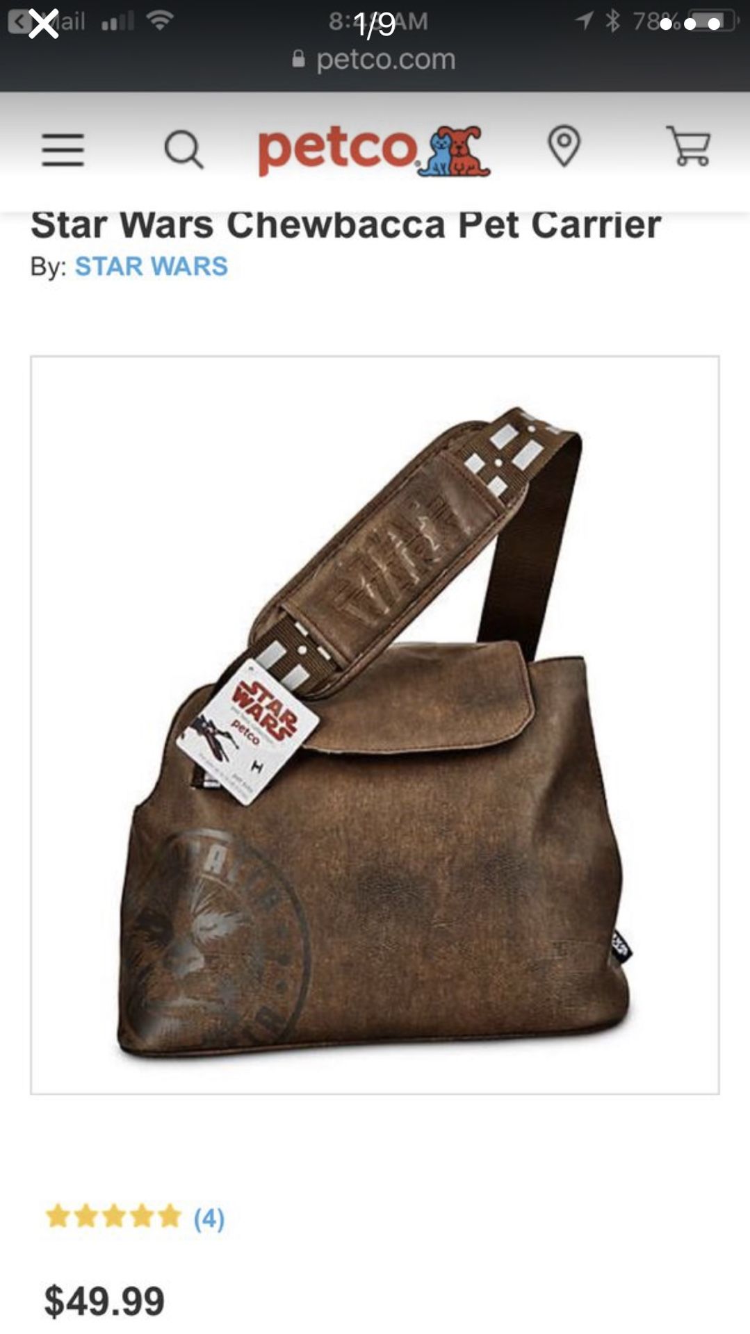 Star Wars Chewbacca Pet Carrier Dog