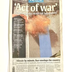 USA TODAY special edition newspaper published on Wednesday, September 12, 2001, which extensively covered the September 11 terrorist attacks. The prom
