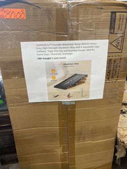 CAMMOO 6 FT Portable Wheelchair Ramp-800LBS Heavy-Duty, High-Strength Aluminum Alloy with 4 Adjustable Legs, 4 Wheels, Triple Anti-Slip and Seamless D
