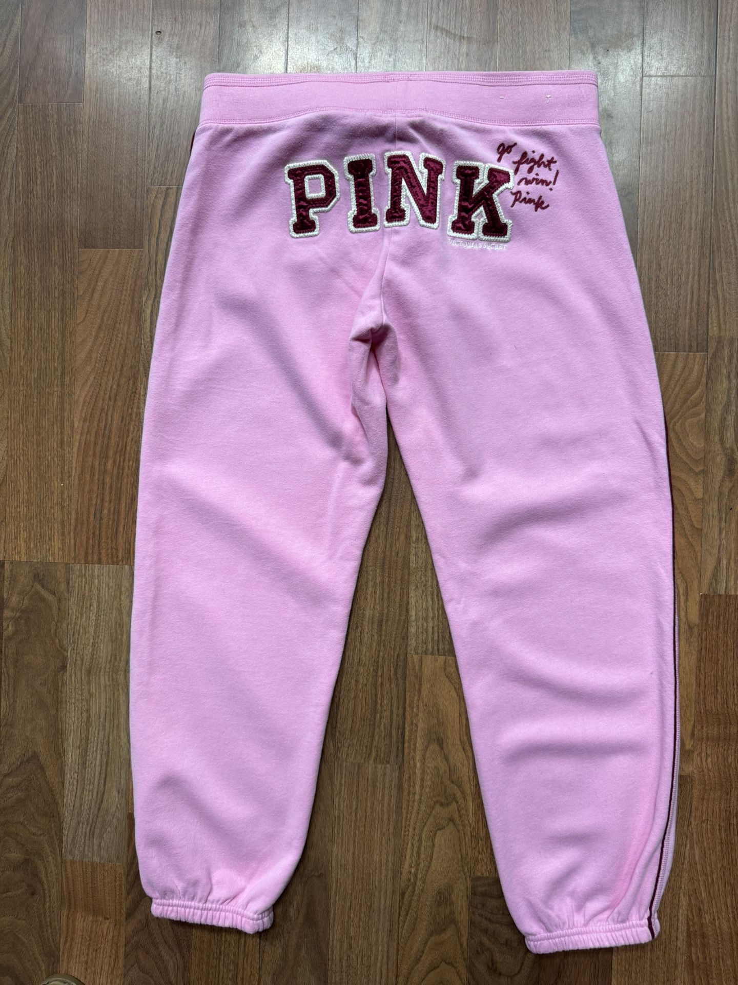 Vtg University of PINK Victoria Secret Sweatpants SML Butt Logo Y2K Go Fight Win