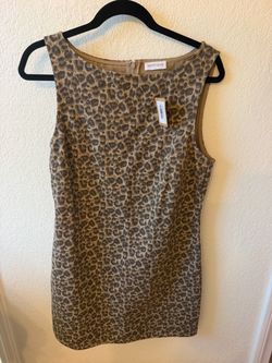Vestique Leopard Print Denim Mini Dress