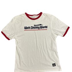 Vans 50th Ann. Walt Disney World Florida Checkered Retro White Shirt Size Large