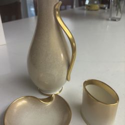 Vintage MCM Porcelain Pitcher, Trinket Dish, Oval Vessel 