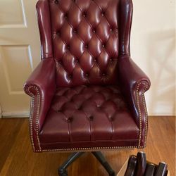 Red Leather Chesterfield Wingback Armchair Multiple Leg Options