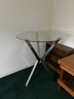 Modern Round Glass Dining Table with Chrome X-Base
