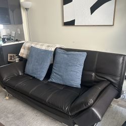 Black Leather Futon 