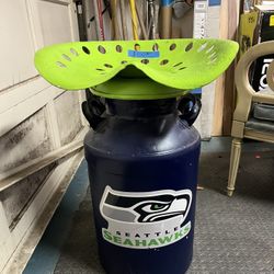 Seahawk Milk Can with Tractor Seat