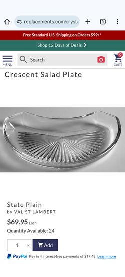 Val St Lambert Sighed Crystal Crescent Dishes