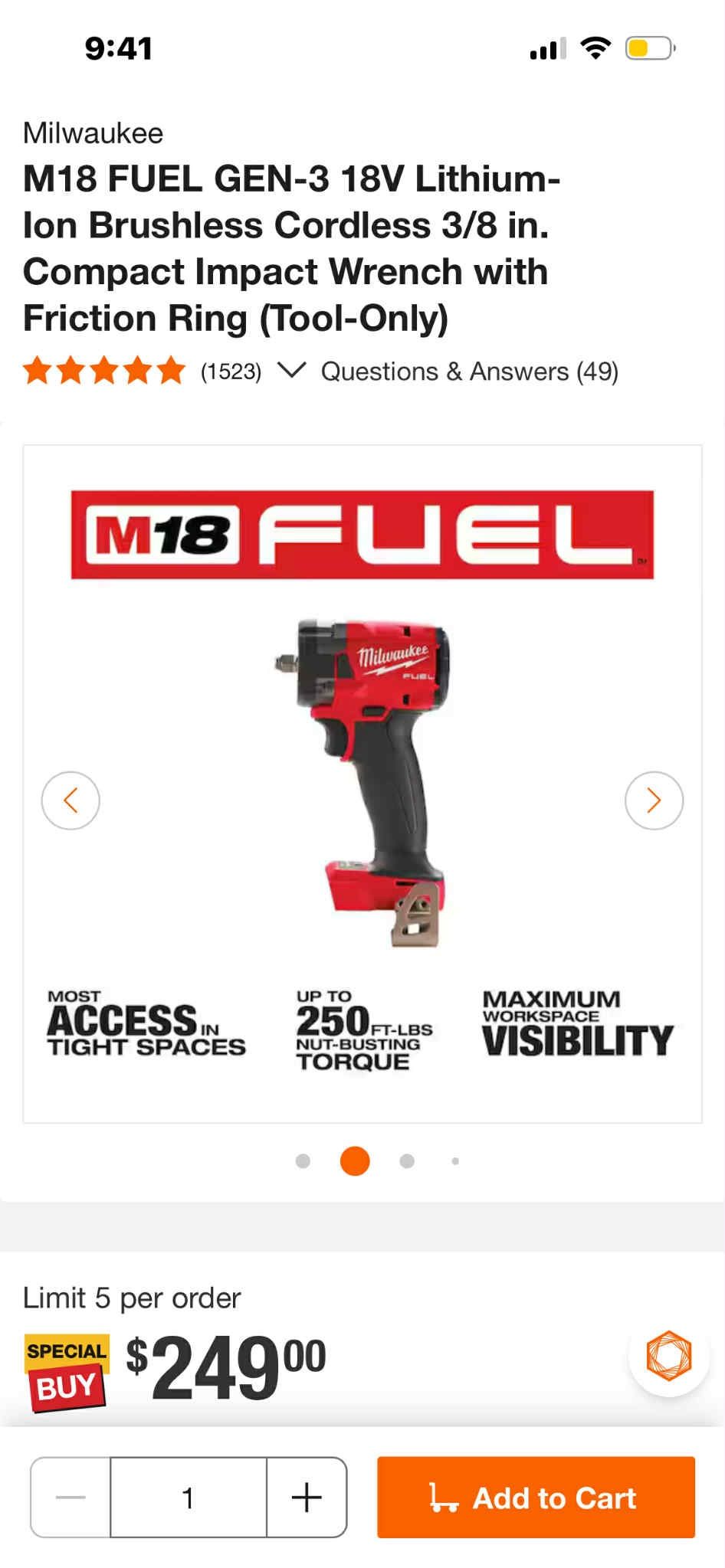 Brushless Cordless 3/8 Compact Impact Wrench