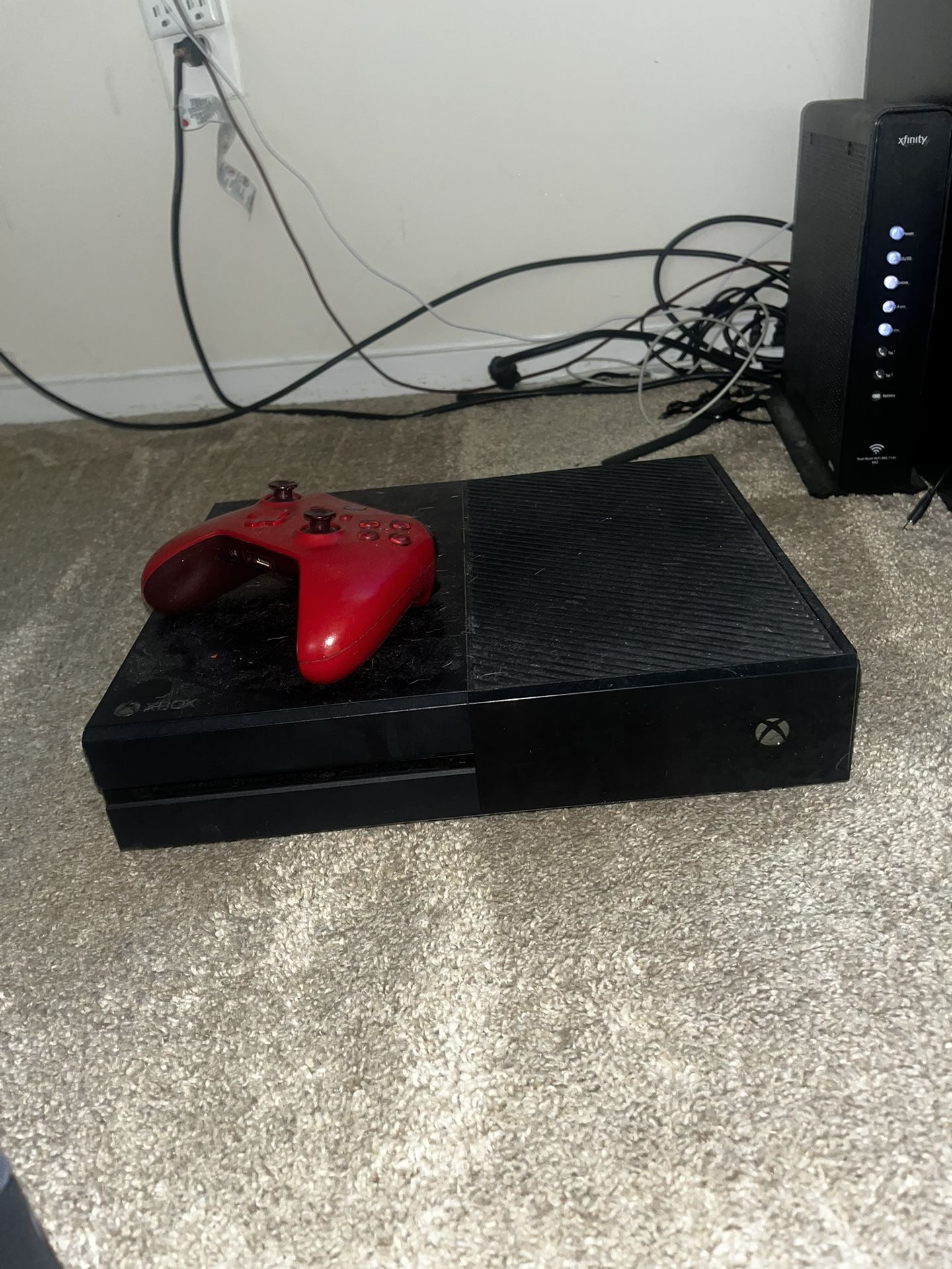 XBOX 360 Black With Red Remote Controller