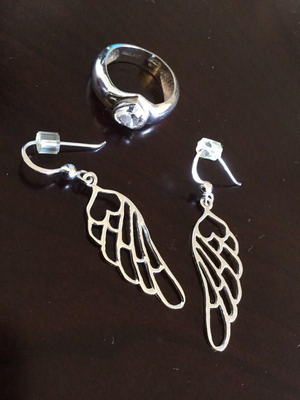 Sterling Silver Heart ring 💍 Silver earrings each for $ 20