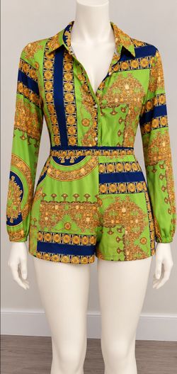 Long Sleeve Printed Romper