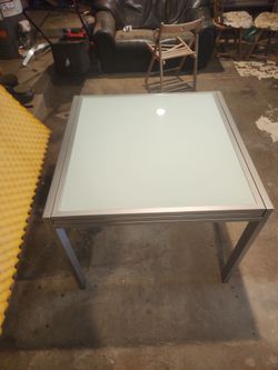 Expanding Table, glass top, 35.5" x 35.5", expands to 33" x 77"