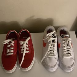 Sneakers  Red Vans/ Black, white orange cheetah print Nike