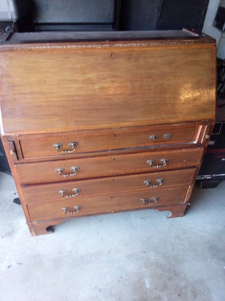Antique Secretary Desk With Book Cabinet Two Pieces