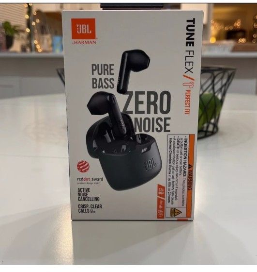 JBL Tune Flex - True Wireless Noise Cancelling Earbuds (Black), Small
