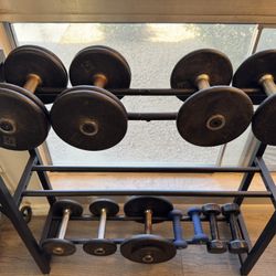 Steel dumbbells set and Weight rack 