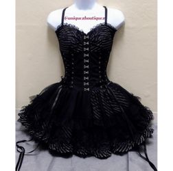 RARE Black White Pinstripe Corset Tutu dress Size Small