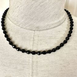 Black Beaded Vintage Necklace 