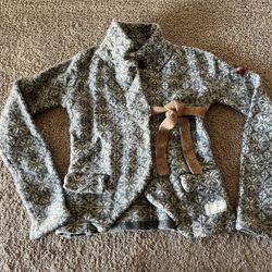 Odd Molly Women’s Grey Lambswool Wool Nordic Knit Cardigan Top Shrunk 