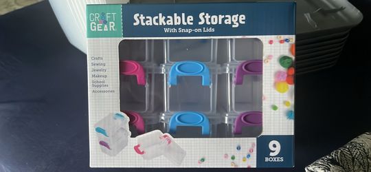 Craft Gear Stackable Storage 9 Boxes with Snap-on Lids