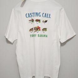 Tommy Bahama Relax Men's White Casting Call Cotton T-shirts Size M