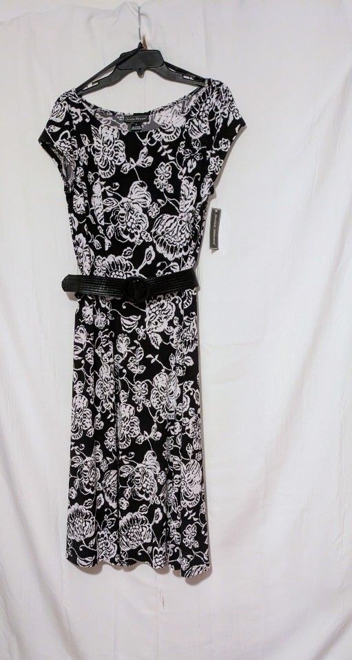 Jessica Howard Floral Black White Dress Size 8 NWT