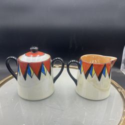 Vintage Japanese Lusterware Sugar And Creamer Set VG