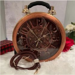 New Clock Wearable Art Bronze Brown Shoulder Bag