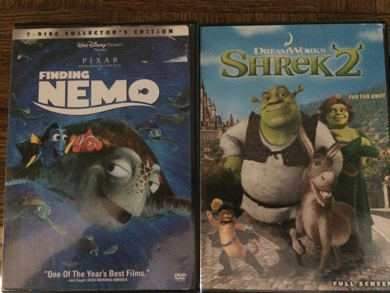 Finding Nemo and Shrek 2 DVD
