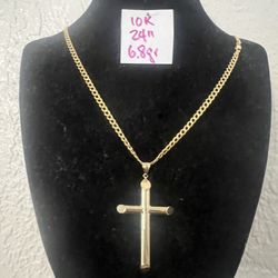 10K Yellow Gold Chain And Pendant For Wedding 6.8Gr 24 Inches Long 